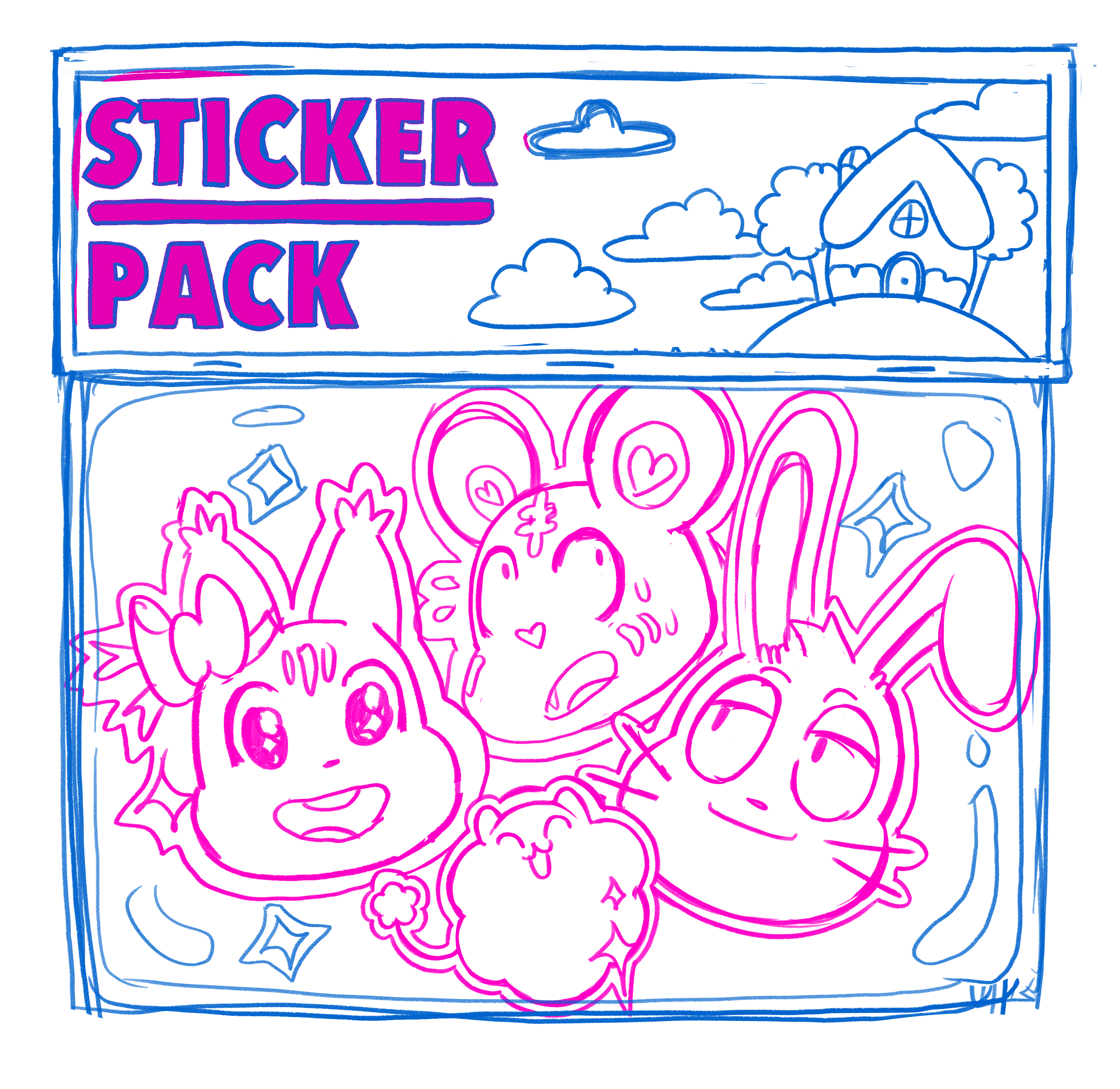 Sticker pack logo rough